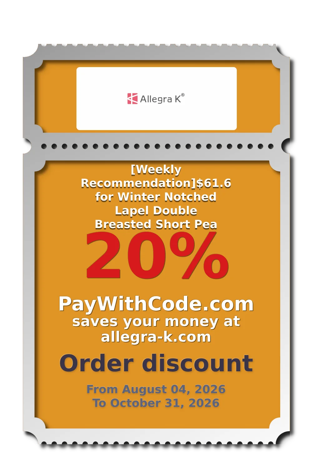 [Weekly Recommendation]$61.6 for Winter Notched Lapel Double Breasted Short Pea Coat at Allegra K