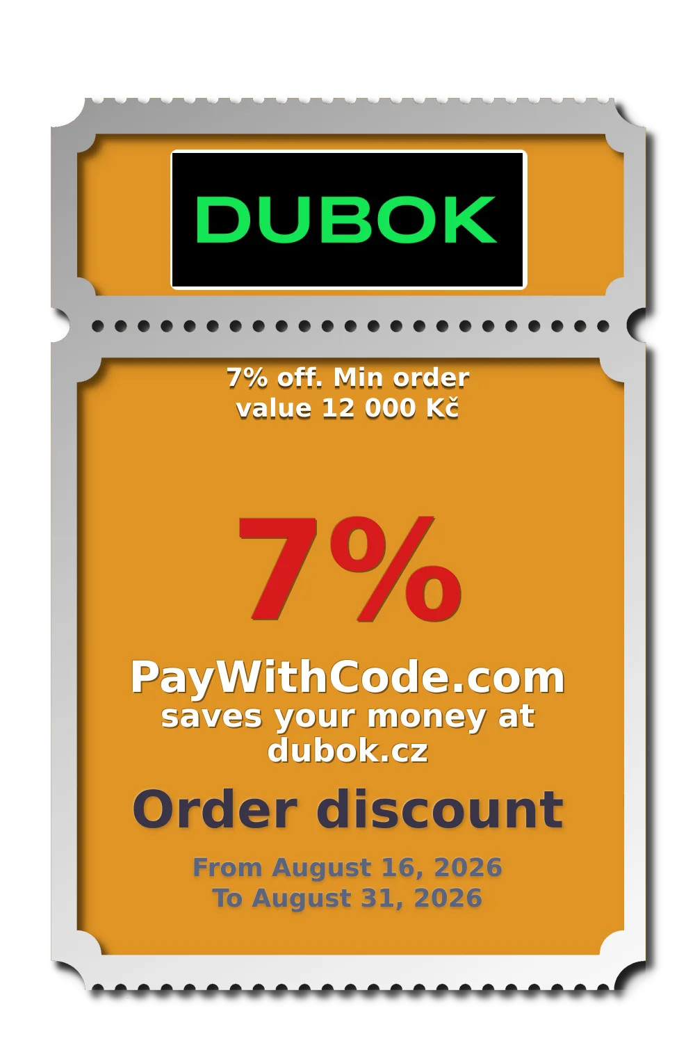 7% off. Min order value 12 000 Kč at Dubok CZ&SK