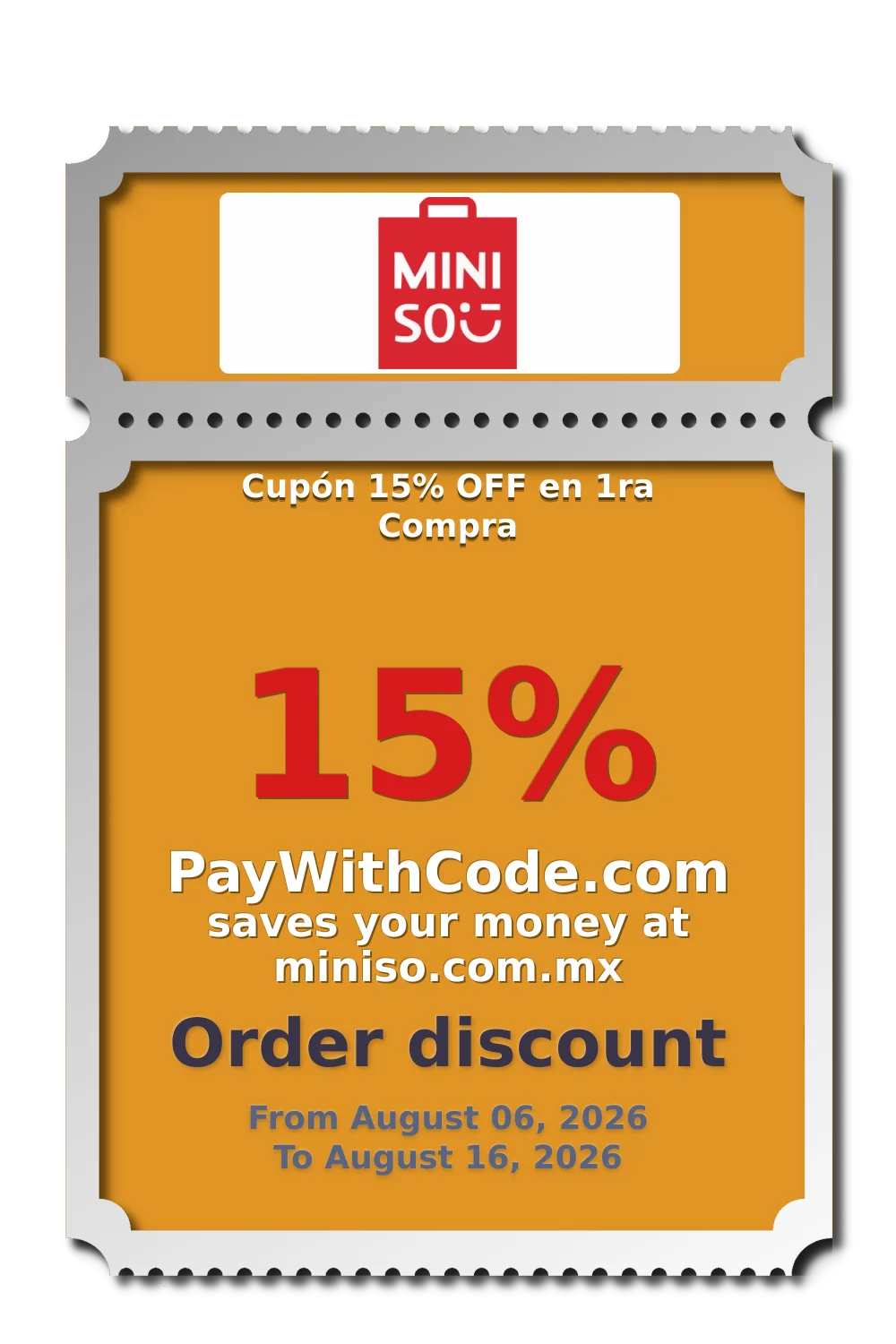 Cupón 15% OFF en 1ra Compra at Miniso