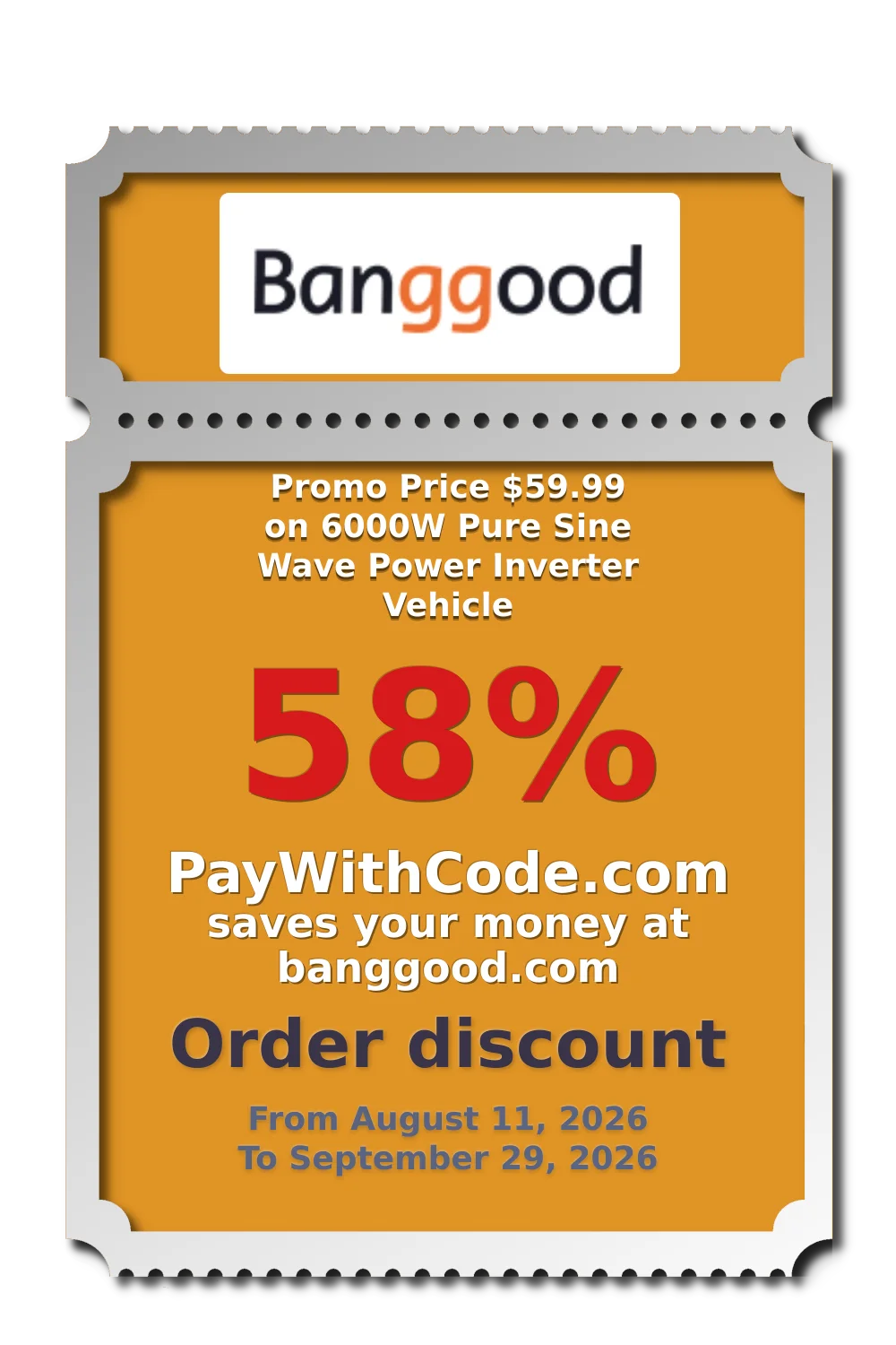 Promo Price $59.99 on 6000W Pure Sine Wave Power Inverter Vehicle at Banggood