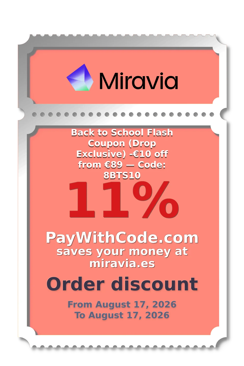 Back to School Flash Coupon (Drop Exclusive)
-€10 off from €89 — Code: 8BTS10 at Miravia