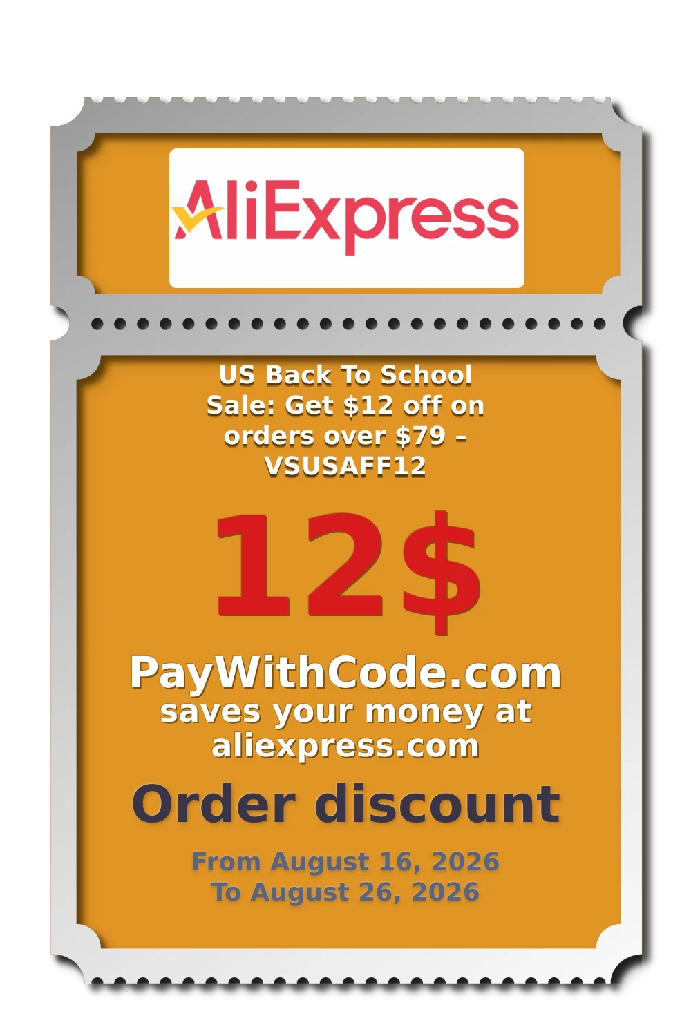 US Back To School Sale: Get $12 off on orders over $79 – VSUSAFF12 at AliExpress