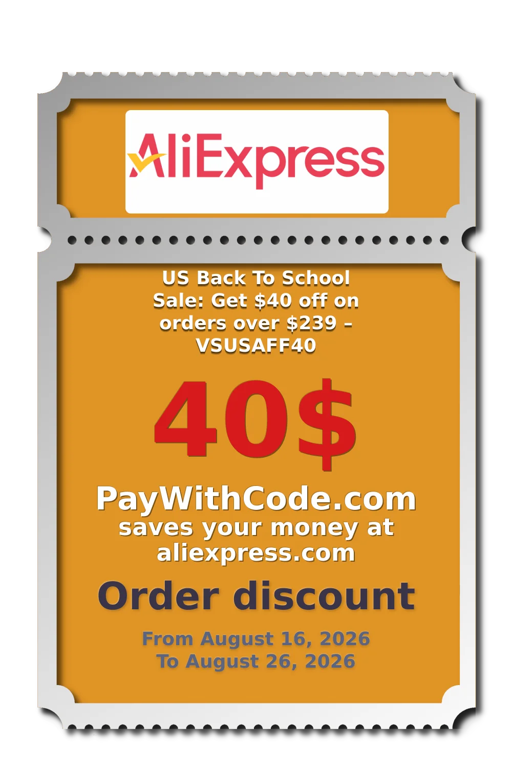 US Back To School Sale: Get $40 off on orders over $239 – VSUSAFF40 at AliExpress