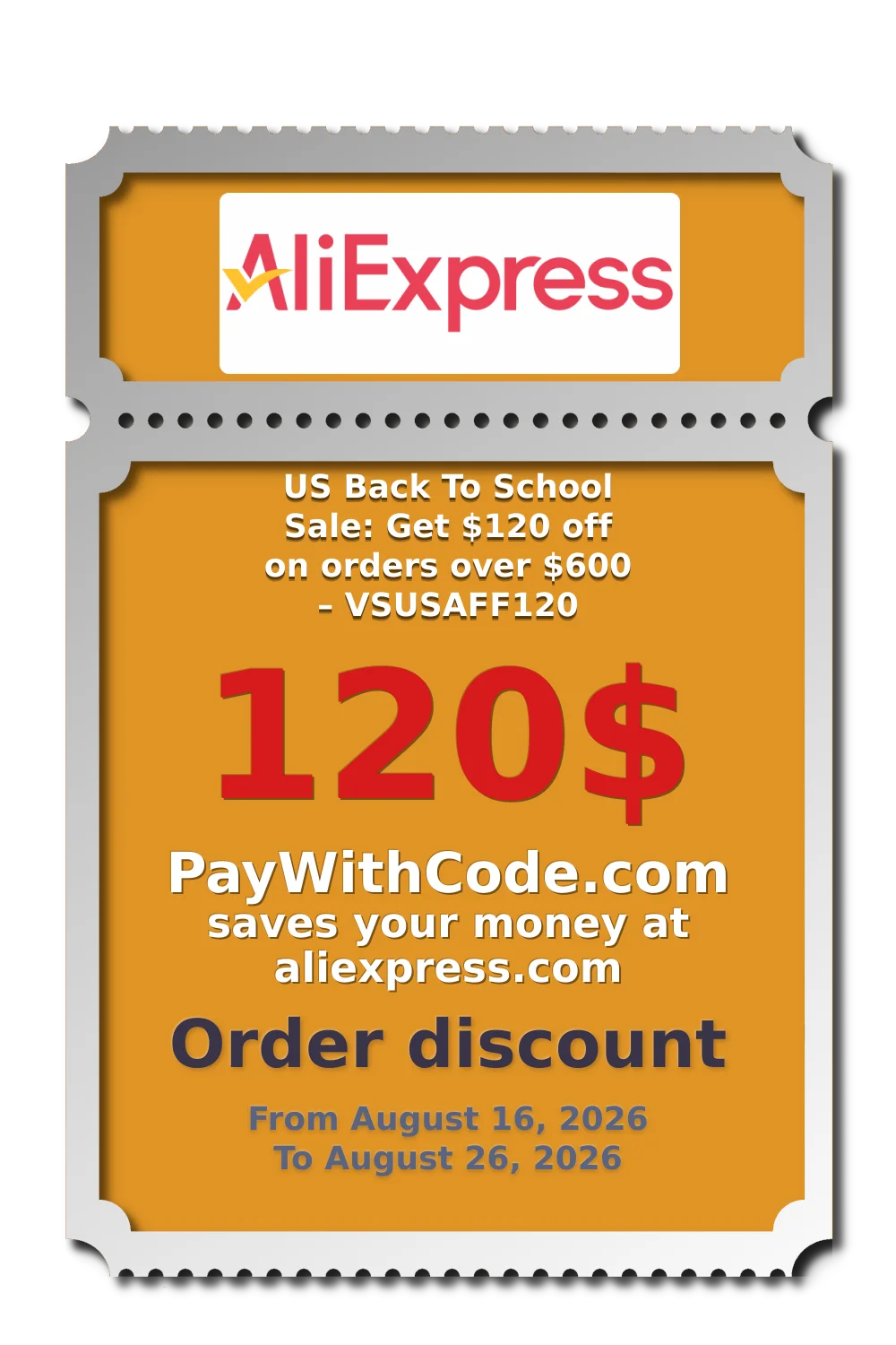 US Back To School Sale: Get $120 off on orders over $600 – VSUSAFF120 at AliExpress