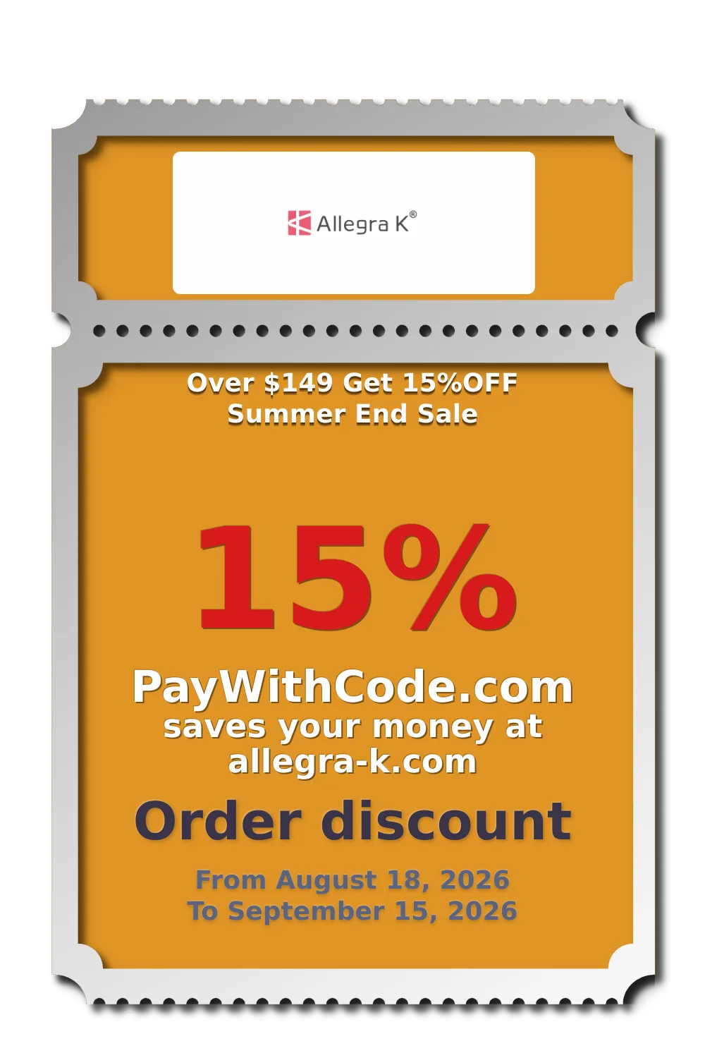 Over $149 Get 15%OFF Summer End Sale at Allegra K