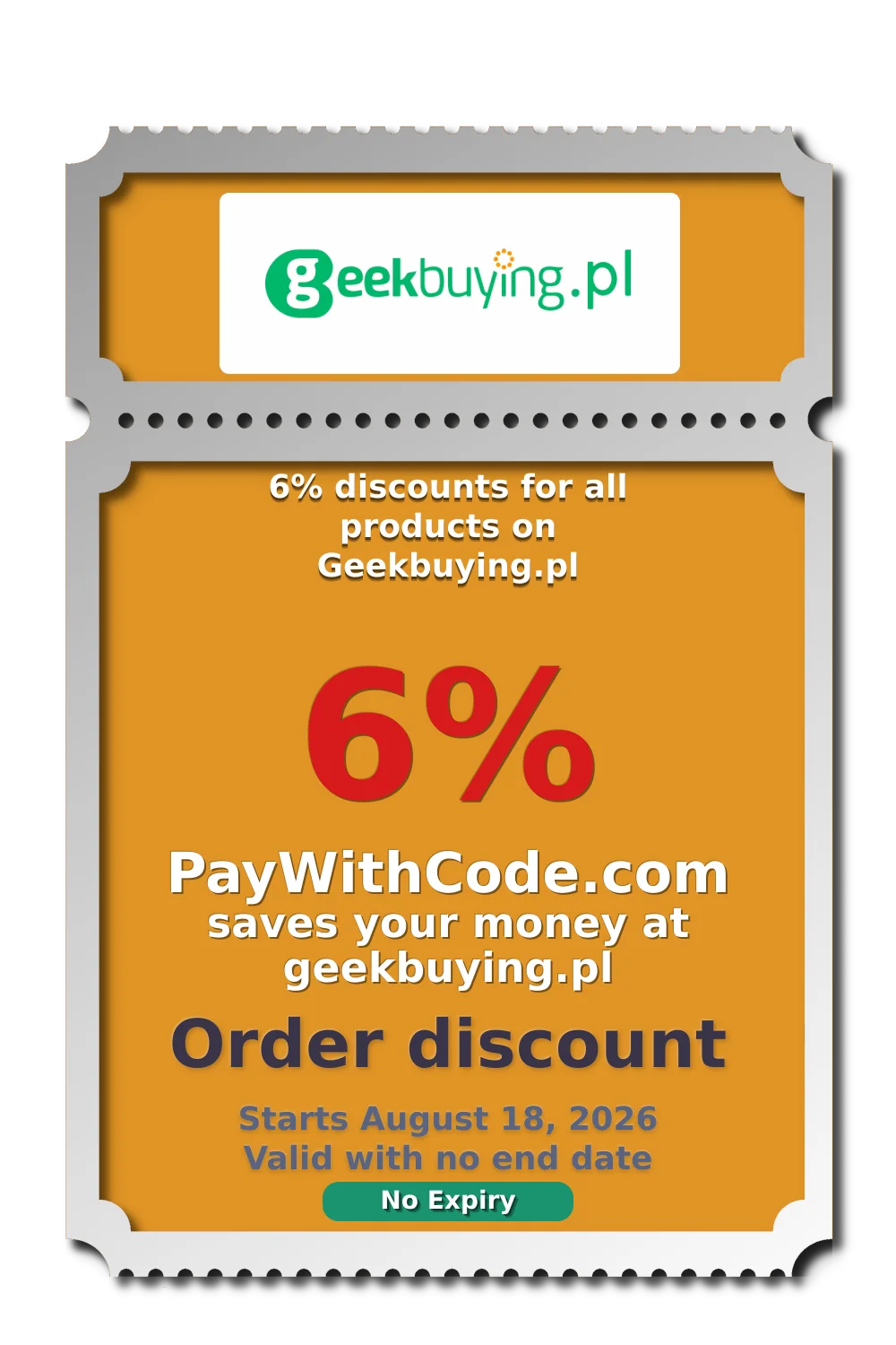 6% discounts for all products on Geekbuying.pl at Geekbuying