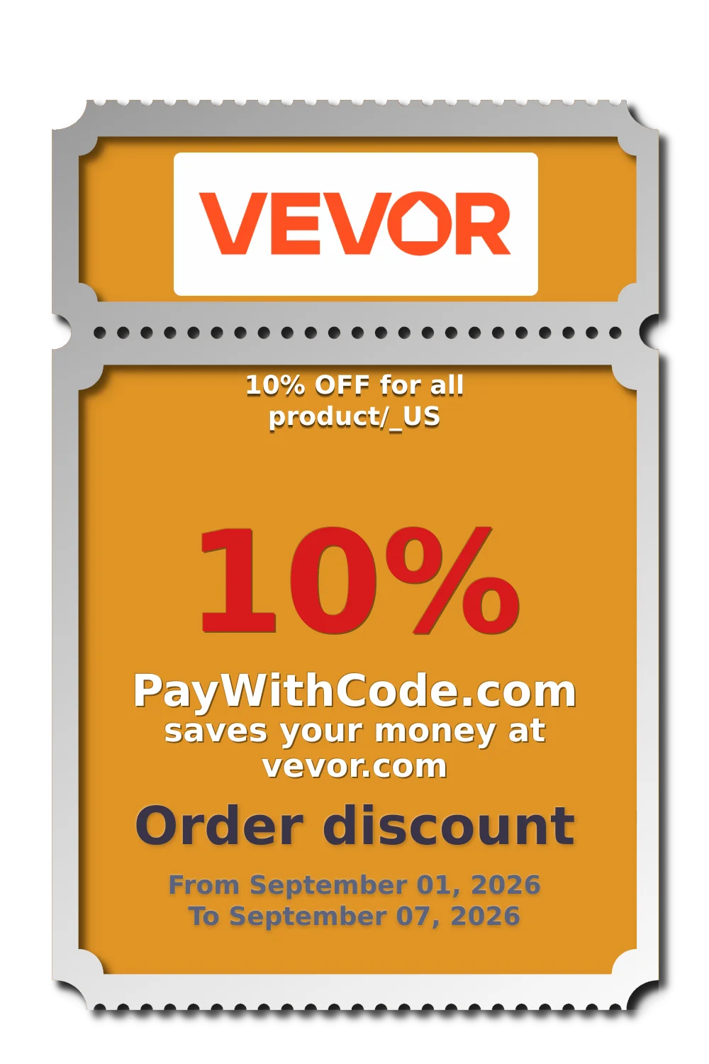 10% OFF for all product/_US at Vevor