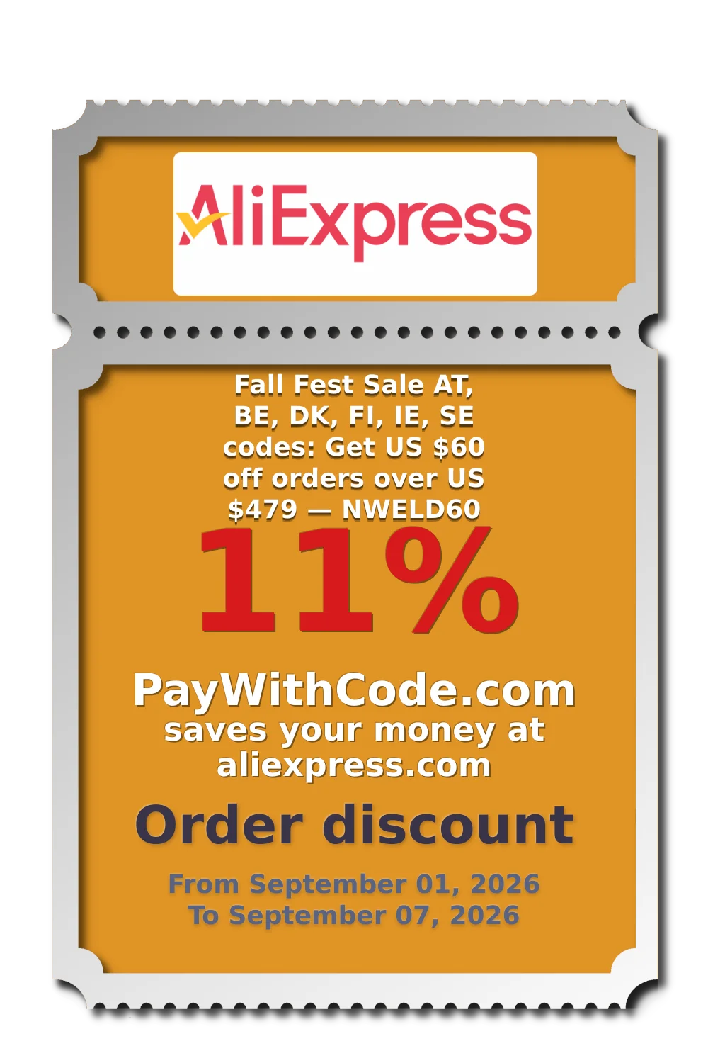Fall Fest Sale AT, BE, DK, FI, IE, SE codes: Get US $60 off orders over US $479 — NWELD60 at AliExpress