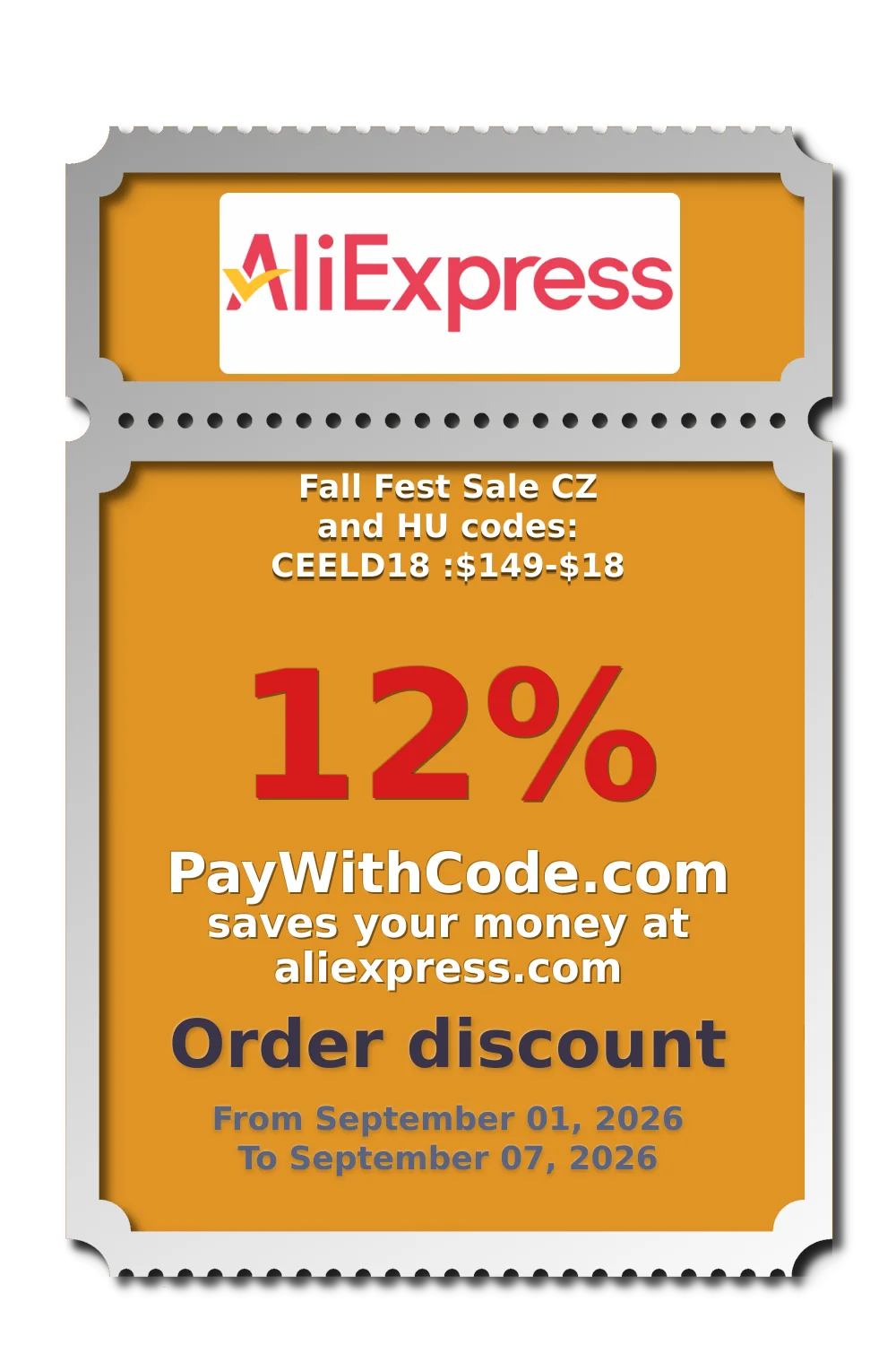 Fall Fest Sale CZ and HU codes: CEELD18 :$149-$18 at AliExpress