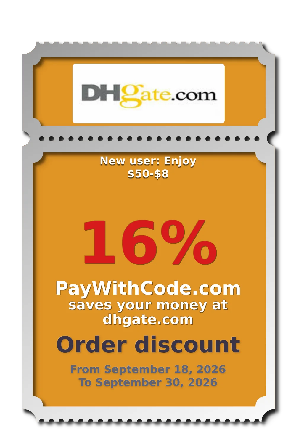 New user: Enjoy $50-$8 at DHgate
