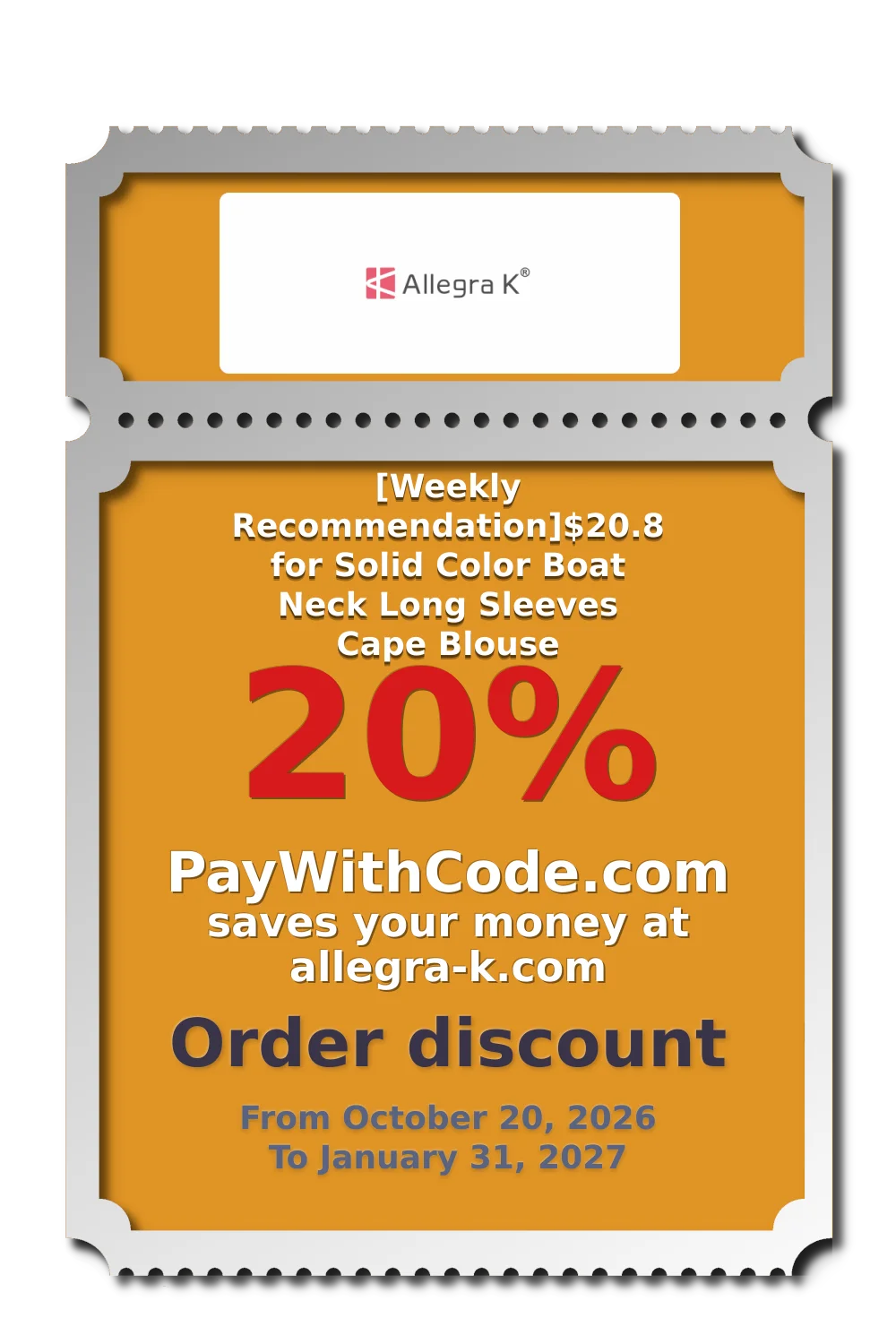 [Weekly Recommendation]$20.8 for Solid Color Boat Neck Long Sleeves Cape Blouse at Allegra K