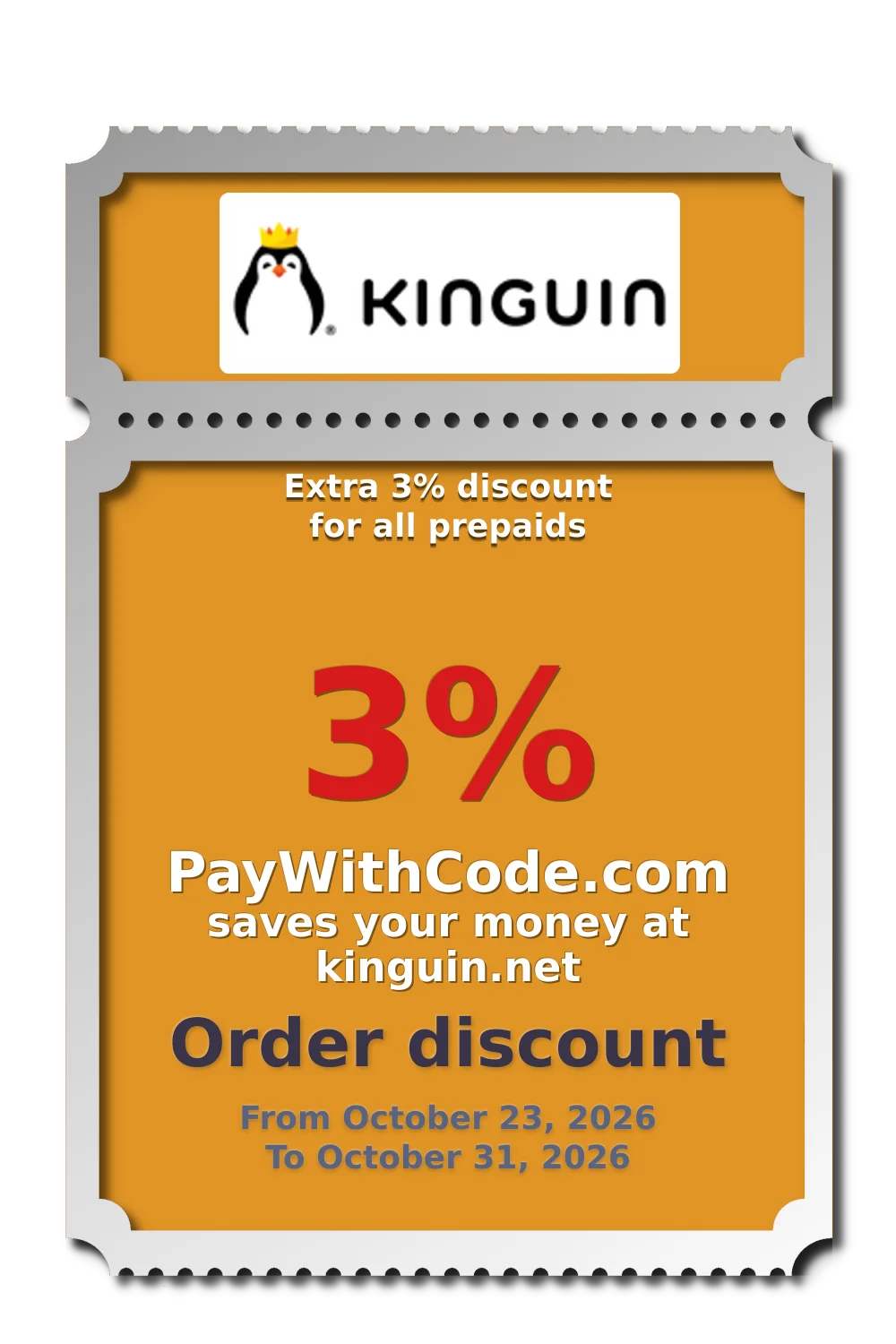 Extra 3% discount for all prepaids at Kinguin