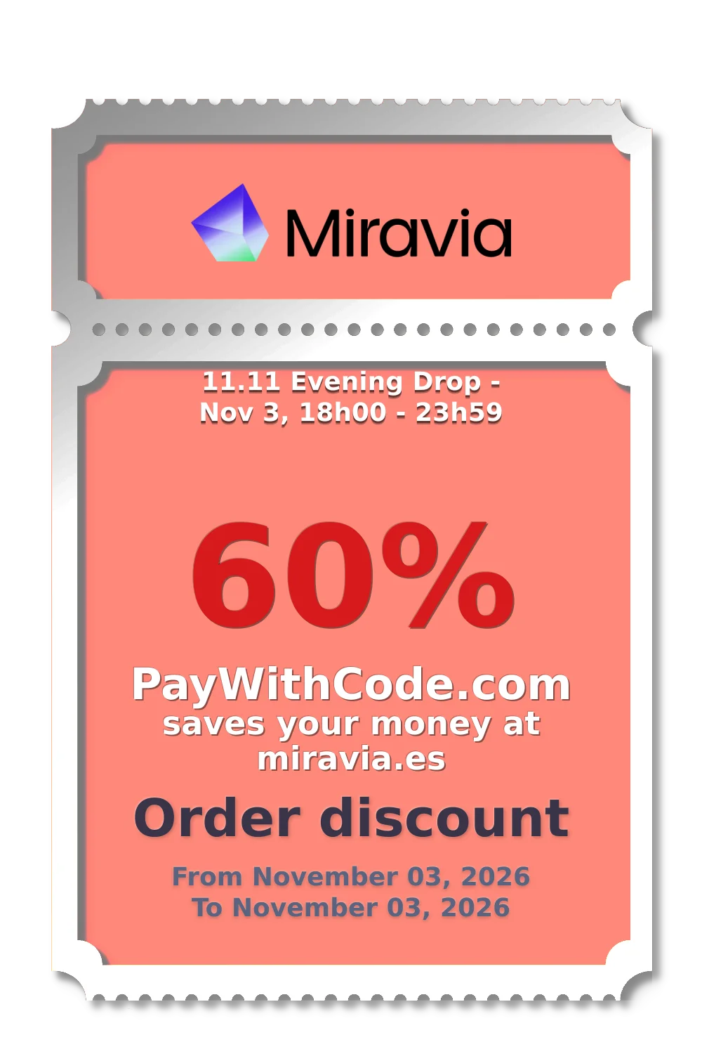11.11 Evening Drop - Nov 3, 18h00 - 23h59 at Miravia