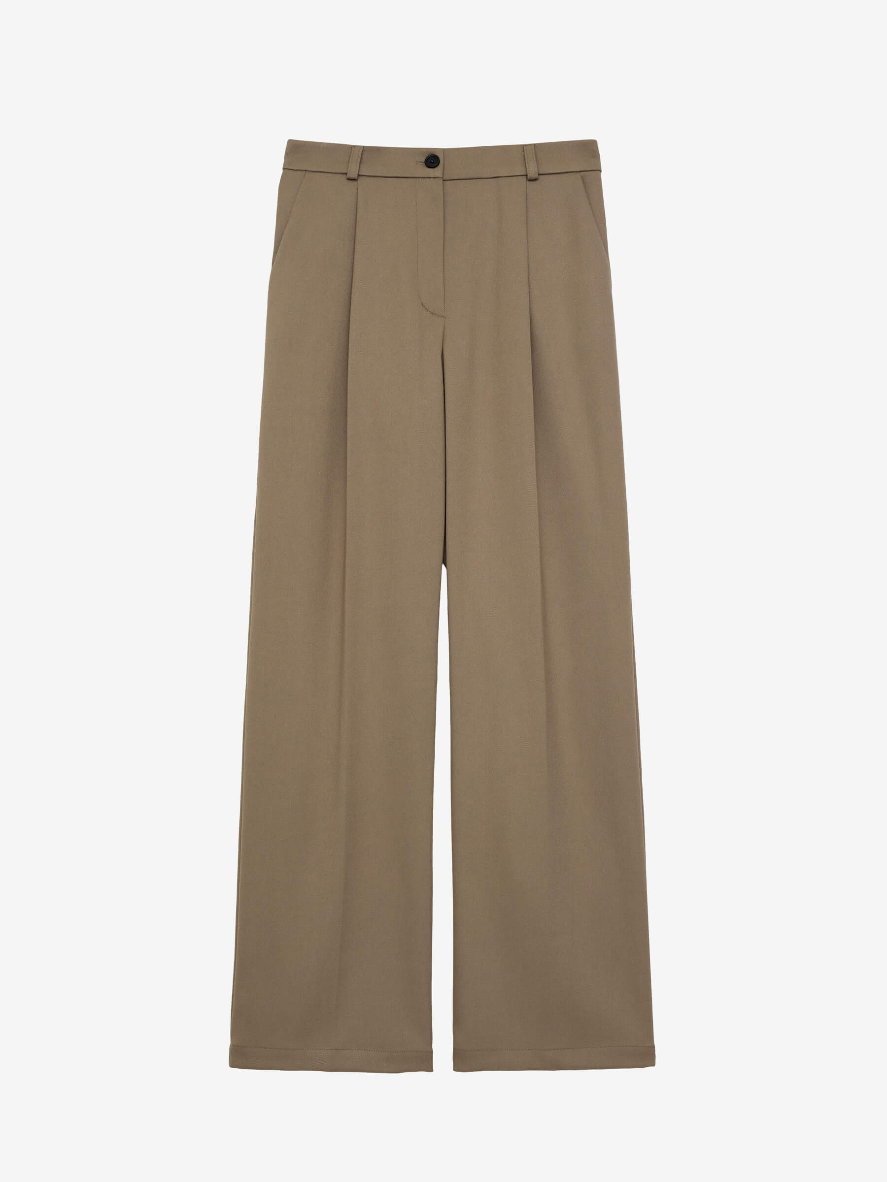 
\    Брюки свободного кроя с защипами L, светлый хаки
    