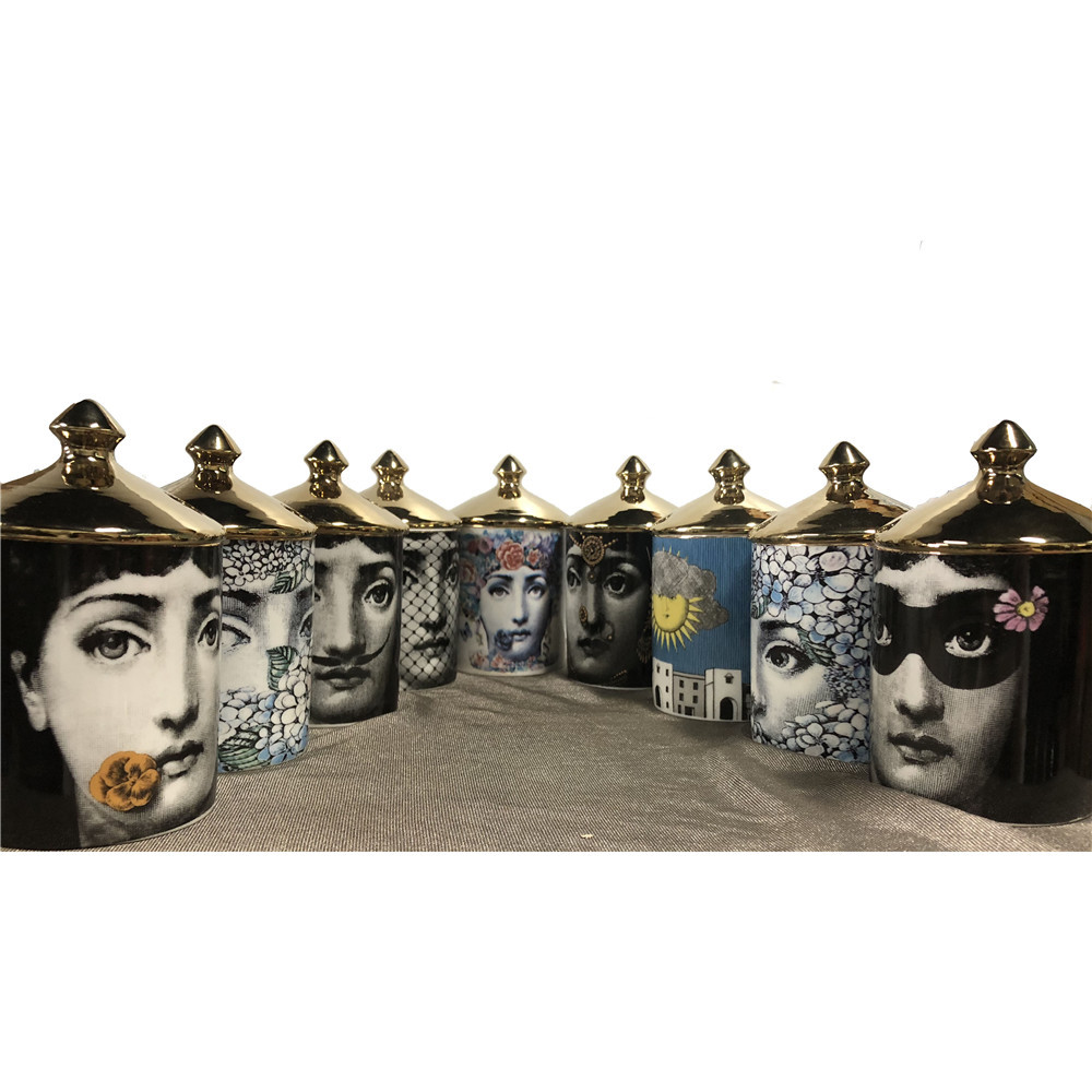 Lady Face Candle Holders Home Decoration Handmade Ceramic Jar Flower Arranging Pots Jewelry Box Retro Girl Face Cup Candelabra