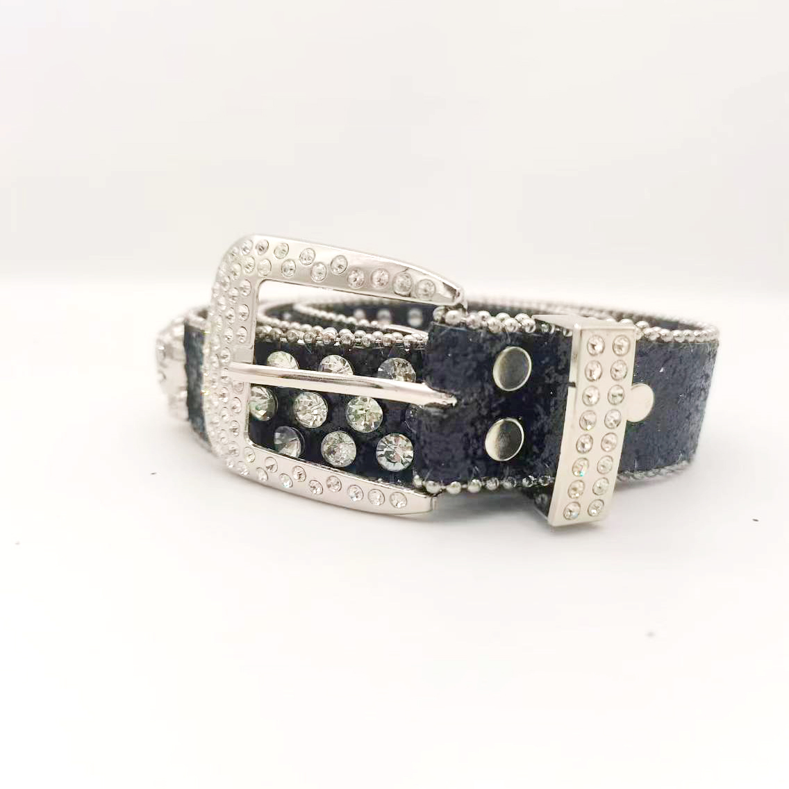 luxury pu trendy fashion silver rhinestone crystal and skull metal casual waist bullet belts