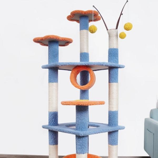 Interactive Indoor Cat Toy Shelf with Built-in Scratcher - Cat Enrichment Platform