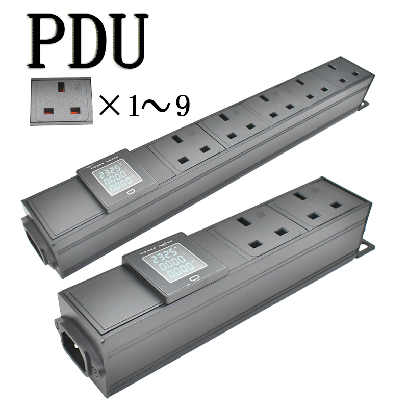 Плата питания PDU, стойка сетевого шкафа, розетка для Великобритании 1-9, обнаружение напряжения переменного тока, с дисплеем амперметра, беспроводное соединение порту C14