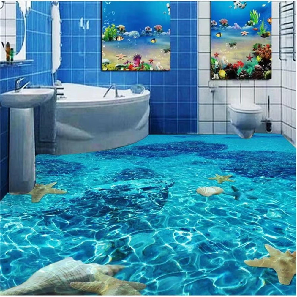 Индивидуальные 3d водонепроницаемые противоскользящие пляжные фрески для пола в наклейках на стену пол для гостиной ПВХ напольные самоклеящиеся обои