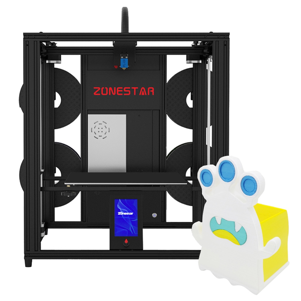Zonestar Z9V5MK6 4 Extruders 3D Printer, 4 in 1 out Color-Mixing, Auto Leveling, 32Bit Mainboard, 4.3 inch LCD Screen, Open Source, 300*300*400mm
